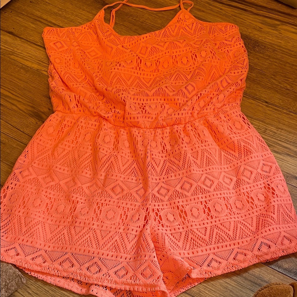 Streetwear Society Neon Orange Lace Romper (Bin M)